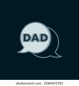 Line Speech bubble dad icon isolated on black background. Happy fathers day. Flat filled outline style with shadow. Vector