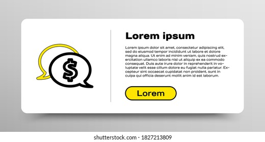 Line Speech bubble with dollar icon isolated on white background. Badge for price. Sale with dollar symbol. Promo tag discount. Colorful outline concept. Vector