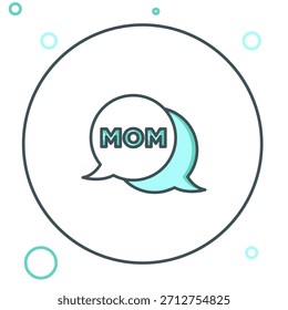 Line Speech bubble mom icon isolated on white background. Happy mothers day. Colorful outline concept. Vector