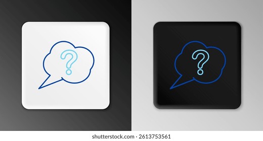 Line Speech bubble and Question icon isolated on grey background. FAQ sign. Copy files, chat speech bubble and chart. Colorful outline concept. Vector