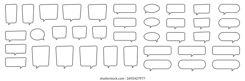 Line Speech Bubble Set – Outline Chat and Message Symbols, Communication Vector Illustration