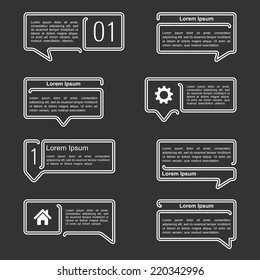 Line speech bubbles with place for your icons and text, vector eps10 illustration