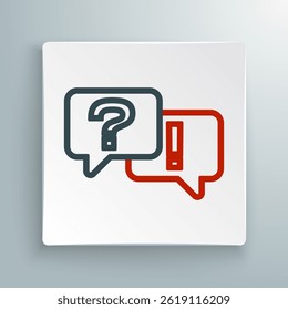 Line Speech bubbles with Question and Answer icon isolated on white background. Q and A symbol. FAQ sign. Chat speech bubble and chart. Colorful outline concept. Vector