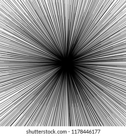 Line speed Abstact Vector, retro comic style background, speed motion black starburst straight lines.