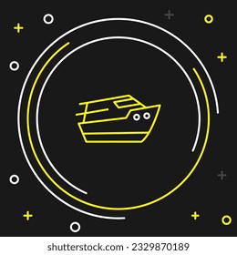 Line Speedboat icon isolated on black background. Colorful outline concept. Vector