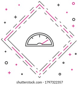 Icono del velocímetro de línea aislado en fondo blanco. Concepto de esquema colorido. Ilustración vectorial