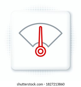 Icono del velocímetro de línea aislado en fondo blanco. Concepto de esquema colorido. Vector