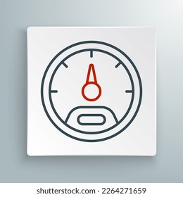 Line Speedometer icon isolated on white background. Colorful outline concept. Vector