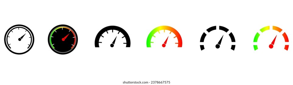 Line Speedometer Icons. vector isolated.