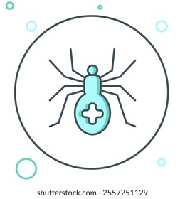 Line Spider icon isolated on white background. Happy Halloween party. Colorful outline concept. Vector