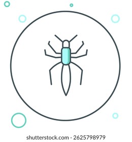 Line Spider icon isolated on white background. Happy Halloween party. Colorful outline concept. Vector