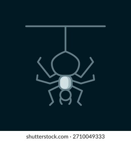 Ícone Linha Aranha isolado no plano de fundo preto. Feliz festa de Halloween. Estilo de contorno preenchido plano com sombra. Vetor