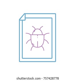 line spider insect to danger symbol inside paper