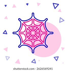 Line Spider web icon isolated on white background. Cobweb sign. Happy Halloween party. Colorful outline concept. Vector