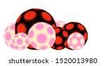 line of spiky stars balls in black pink red shades on white