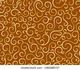 Line spiral abstract seamless pattern background.Curl ornament floral endless waves strokes.Sea aqua water swirl decoration texture.Vector for print or fabric textile.Cover for tile,flyleaf,wrapping
