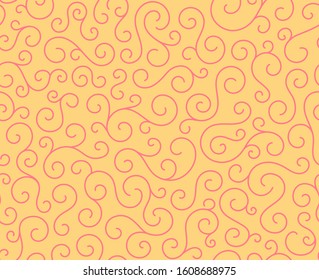 Line spiral abstract seamless pattern background.Curl ornament floral endless waves strokes.Sea aqua water swirl decoration texture.Vector for print or fabric textile.Cover for tile,flyleaf,wrapping