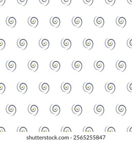 Line spiral seamless pattern of geometric spirals. Line drawing surface design of abstract circular lines on white color background. 