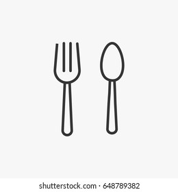 Line spoon and fork icon