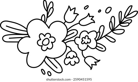 Line Spring Flowers Vector Illustration