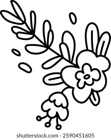 Line Spring Flowers Vector Illustration