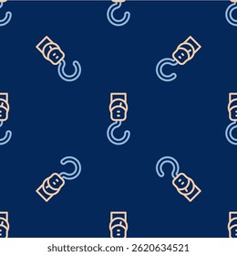 Line Spring scale icon isolated seamless pattern on blue background. Balance for weighing. Determination of weight.  Vector