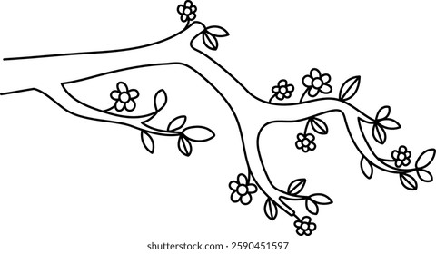 Line Spring Tree Branch Vector Illustration