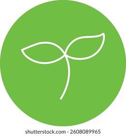 Line sprout icon on green circular background symbolizing eco and growth