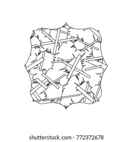 line square with abstract memphis design background