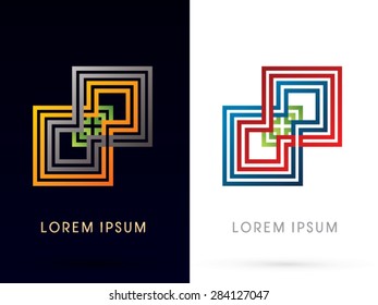 Line Square abstract shape, graphic vector