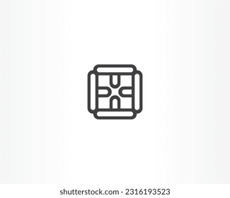 line and square concept logo design icon