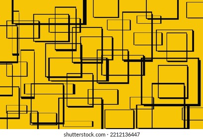 line square pattern black Abstract yellow Background Vector.square line pattern, overlapping.