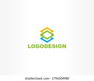 cuadrado de línea con icono de diseño de logotipo de concepto de pila
