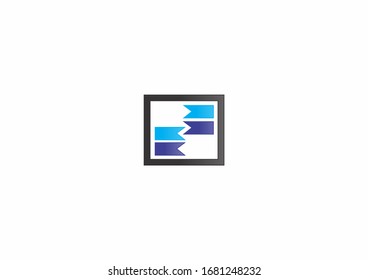 Line square with ribbon color shape vector illustration. Can be used for general logo design