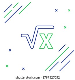 Line Square root of x glyph icon isolated on white background. Mathematical expression. Colorful outline concept. Vector