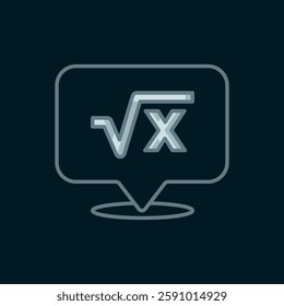 Line Square root of x glyph icon isolated on black background. Mathematical expression. Flat filled outline style with shadow. Vector