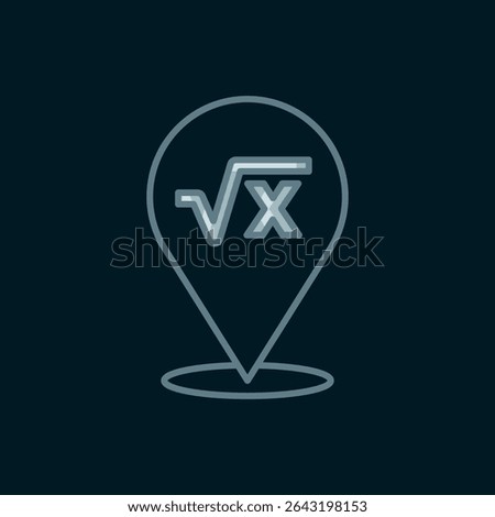 Line Square root of x glyph icon isolated on black background. Mathematical expression. Flat filled outline style with shadow. Vector