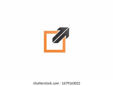 Line square shape with black arrow concept elements icon logo