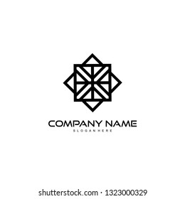line square shape logo design vector