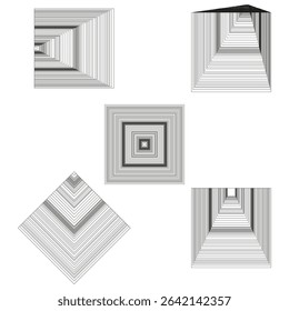 Line square vector. Optical form shape. Abstract geometry illusion. Symmetric block element.