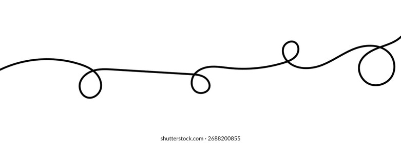 Elemento De Decoração De Vetor De Rabisco De Linha — Rabiscar, Divisor Curvo, Desenhado À Mão Ornamento Design