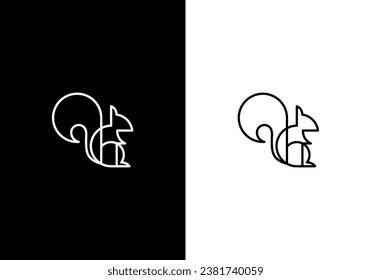 line squirrel illustration logo modern