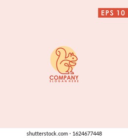 Line Of Squirrel Logo Design Vector Template Isolated In Shape Colour. Modern Design. Vector Illustration