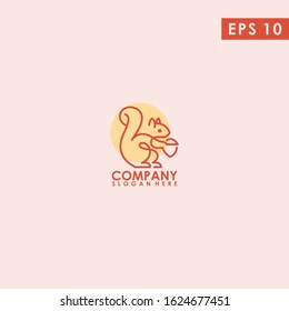 Line Of Squirrel Logo Design Vector Template Isolated In Shape Colour. Modern Design. Vector Illustration