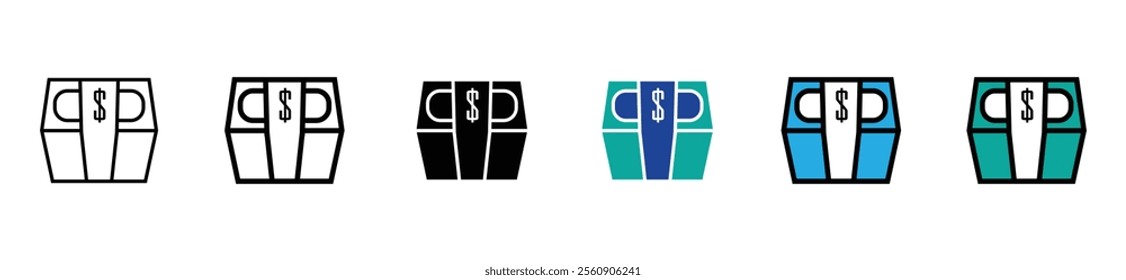 line stack of money icon on white background. vector stock. 