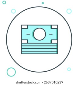 Line Stacks paper money cash icon isolated on white background. Money banknotes stacks. Bill currency. Colorful outline concept. Vector
