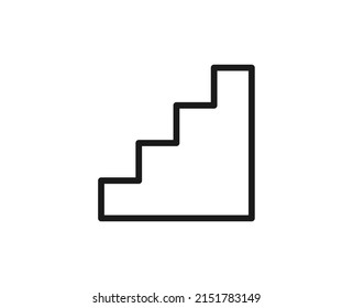 Line stair icon isolated on white background. Outline symbol for website design, mobile application, ui. Real estate pictogram. Vector illustration, editorial stroсk. 