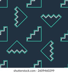 Line Staircase icon isolated seamless pattern on black background.  Vector
