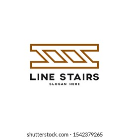Line Stairs Logo Design Vector. Businessman or Architecture Icon Logo Vector. Modern and Creative Design Art