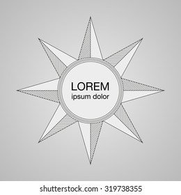 line star concept logotype, hipster, compass style, vector template